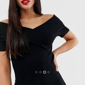 ASOS Off the shoulder ribbed black top size 6